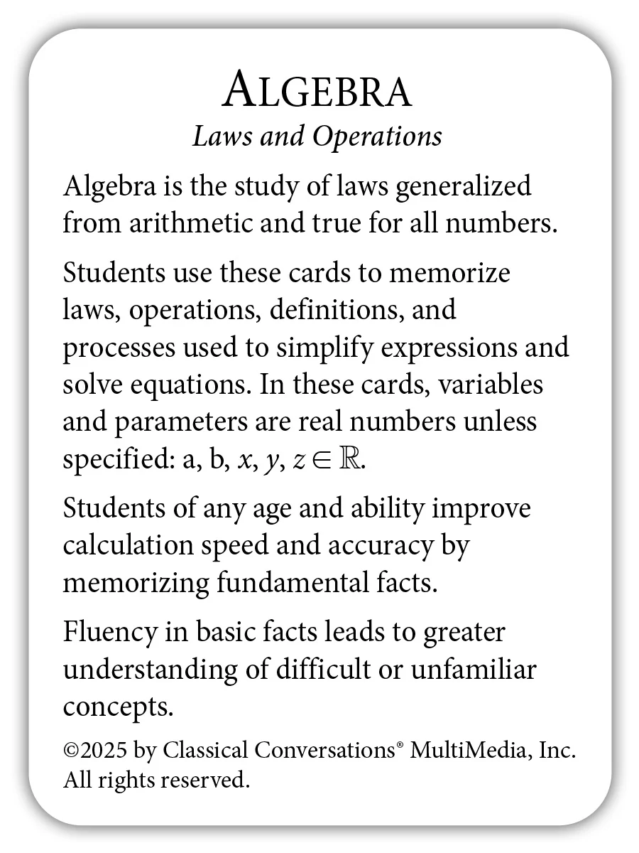 Algebra: Laws and Limits Flashcards - Image 2