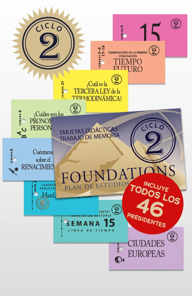 Foundations Tarjetas Didácticas Trabajo de Memoria, Ciclo 2 (Foundations Memory Work Flashcards, Cycle 2 in Spanish) - Int.